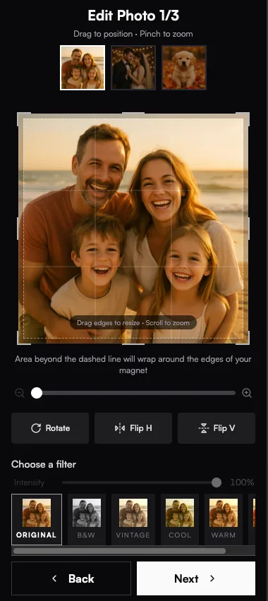 Customer cropping a photo on their phone